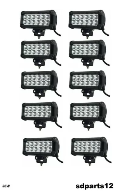 10x Barra Faro Profondità Luce 12 Led Supporto Fuoristrada Paraurti Tetto 3360Lm