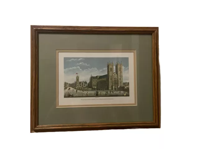 Antique Hand Colored Engraving Print Westminster Abby St. Margarets Church 2