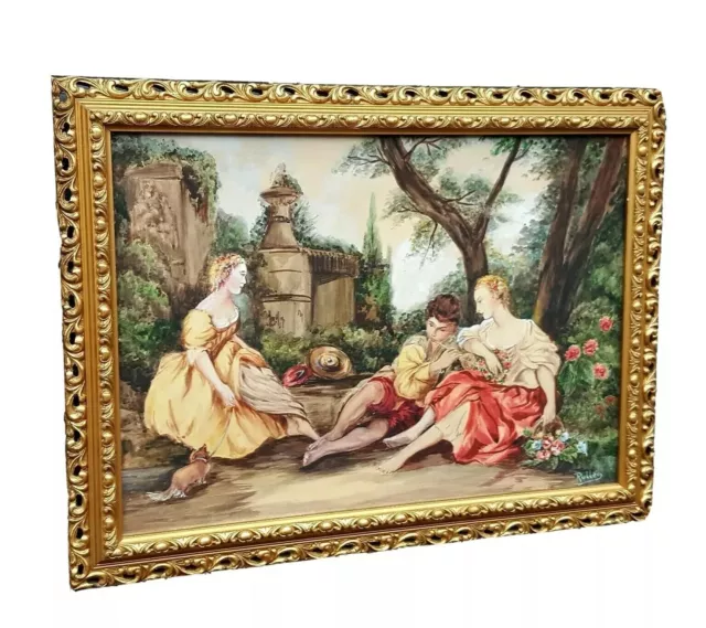 Original Watercolour In Ornate Gilt Frame Romantic Scene