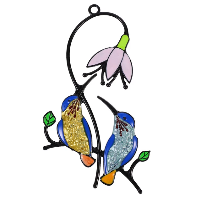 1 pieza Adornos decorativos para aves en alambre de vidrieras para pájaros