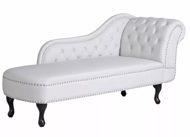 Chesterfield Recamiere weiß Relaxliege Chaiselongue englisches Sofa Sitzbank neu