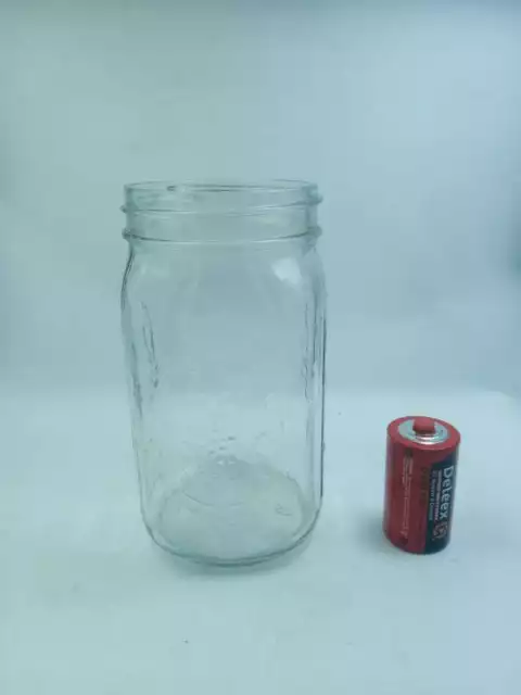 Vintage Used Glass Milk Measuring Jar WID MOUTH BALL USA Marked Collectable Home