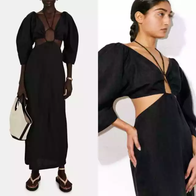 Mara Hoffman Celia Cut-Out Hemp Maxi Dress Black Size 8