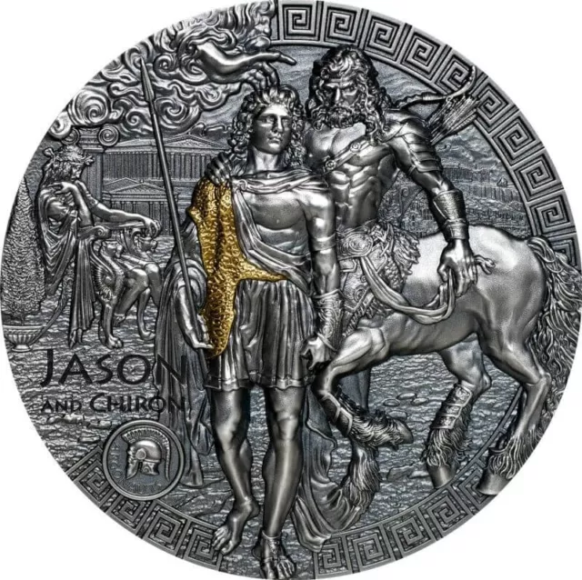 2022 Niue Argonauts Jason and Chiron 2oz Silver Antiqued Coin with Mintage 500