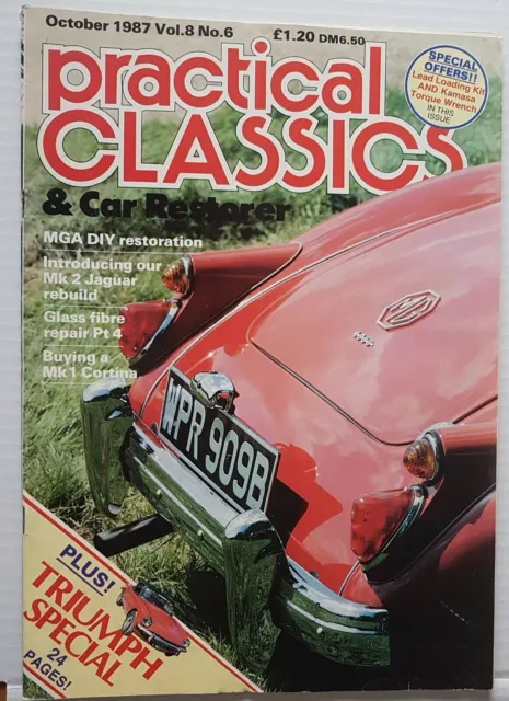 Practical Classics Magazine October 1987 MGA Jaguar Ford Cortina Mk1 Triumph 