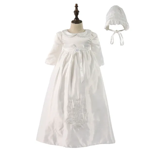 Tradition Baby Girls Embroidery Long Christening Dress Bonnet 0 3 6 9 12 Months