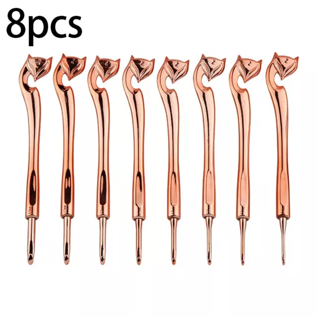 8PCS CROCHET HOOKS with Gold Fox Pattern Perfect for Insiders and