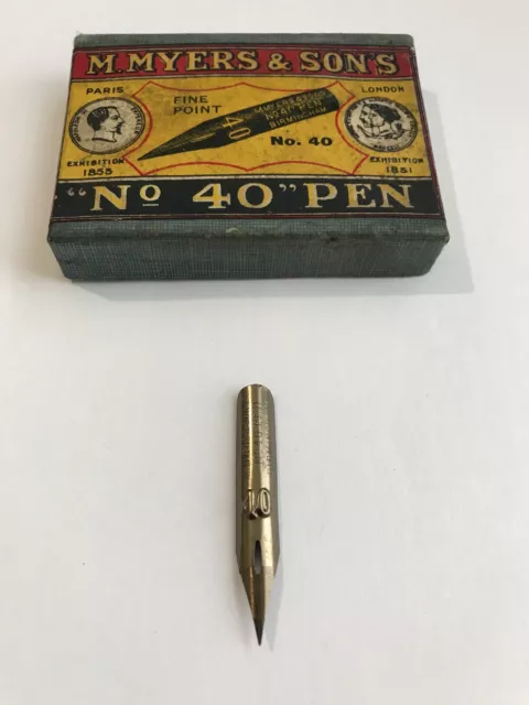 1x VINTAGE M.MYERS & SONS No 40 FINE POINT DIP PEN NIB-NEW OLD STOCK.