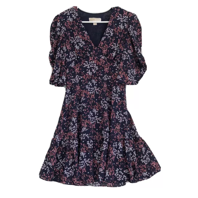 Michael Kors Dress Flower Print Ruffle Flounce Short Sleeve Size XS