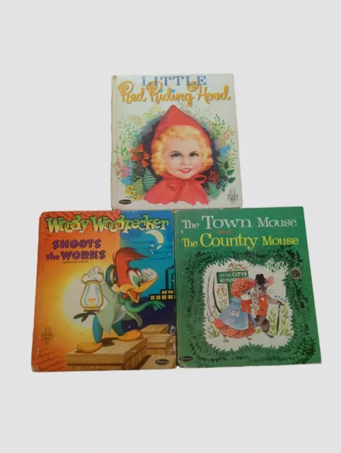 3 Vintage Whitman Tell a Tale Books Little Red Riding Hood Woody Woodpecker Plus