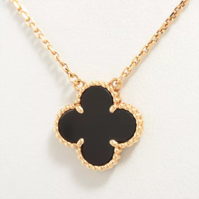 Van Cleef & Arpels Vintage Alhambra Onyx Necklace 750 (YG) 5.0g