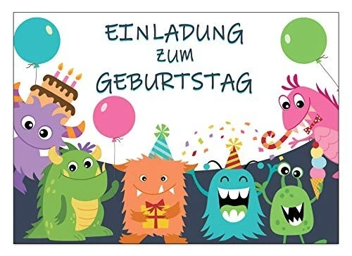 12 biglietti d'invito per il compleanno dei bambini con buste