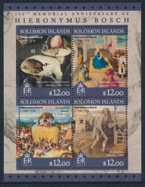 2016 Solomon Islands Hieronymus Bosch Mini Sheet (4 Stamp) Fine Mint Mnh