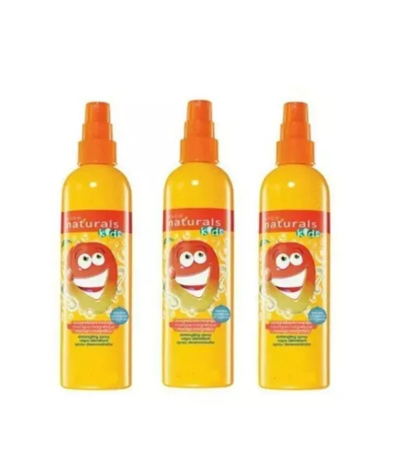 X 3 Avon Naturals Kids Magnificent Mango Crazy Hair Detangling Spray New 250ml