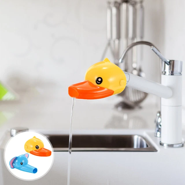 Rallonge De Robinet Pour Enfant - Forme Canard Jaune - Guide L'eau Pour Faciliter Le Lavage Des Mains - Plastique Sûr - 12x10 Cm