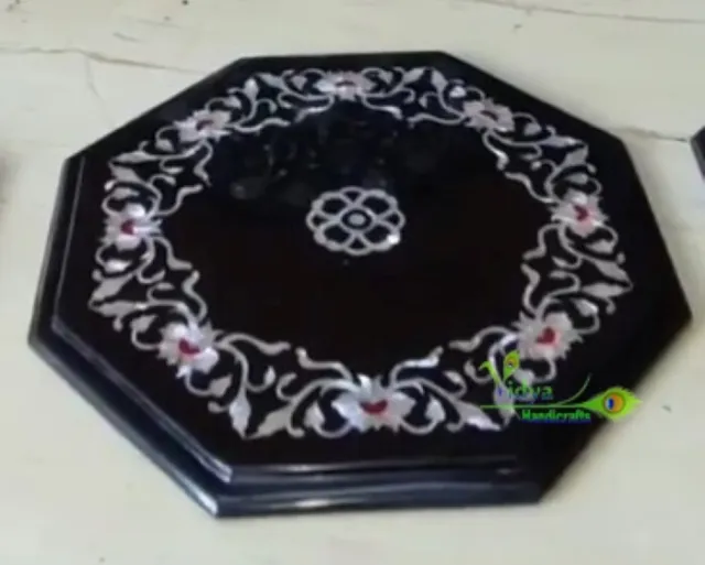 12" Marble Coffee Table Top Mother Of Pearls Inlaid Marquetry Art Home Decor