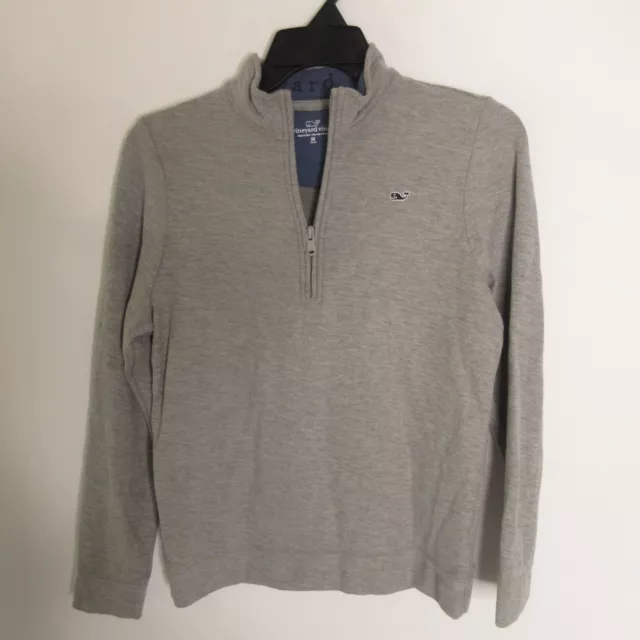 Vineyard Vines Kids Gray Cotton 1/4 Zip Pullover Long Sleeve Sweatshirt Size M