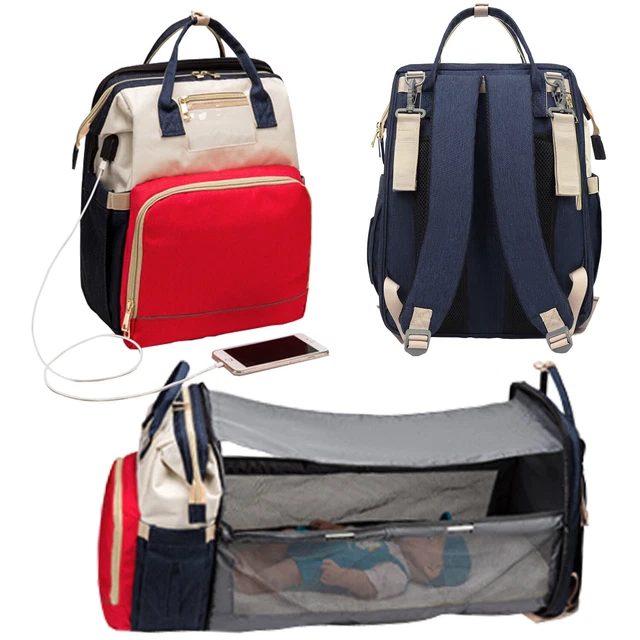 Travel Bassinet, With Portable Baby Bed, Diaper Bag, Backpack with USB 5