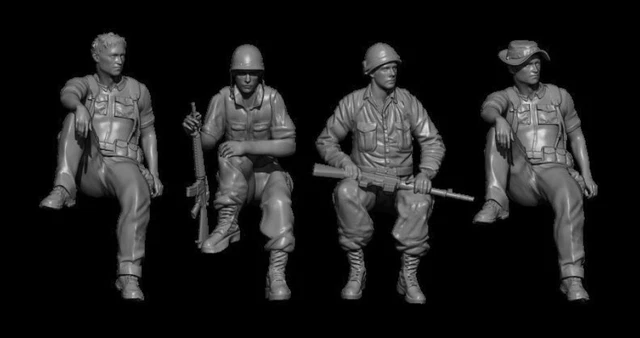 Figurines 1/72 Peddinghaus 72F089 - 4 Soldats SAS Modernes Avec Chien - Neuf Pour Diorama