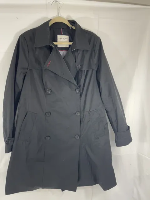 Tommy Hilfiger Men’s Black Lightweight Trench Coat Raincoat Nylon Chambray XL