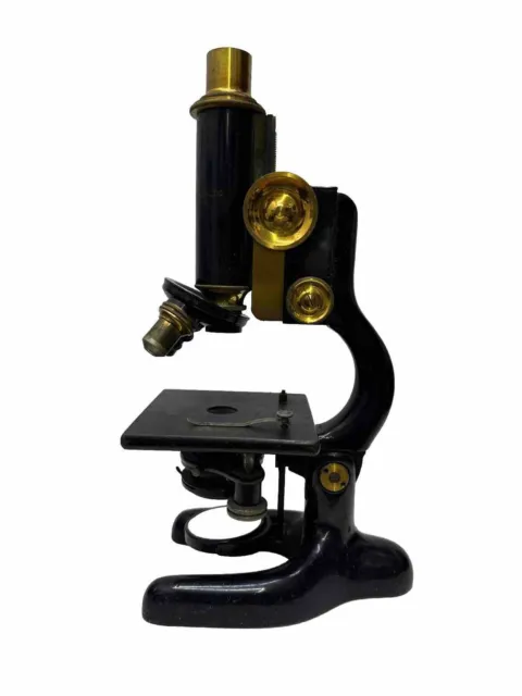 1915 Bausch & Lomb Cast Iron & Brass Scientific Laboratory Microscope - DB