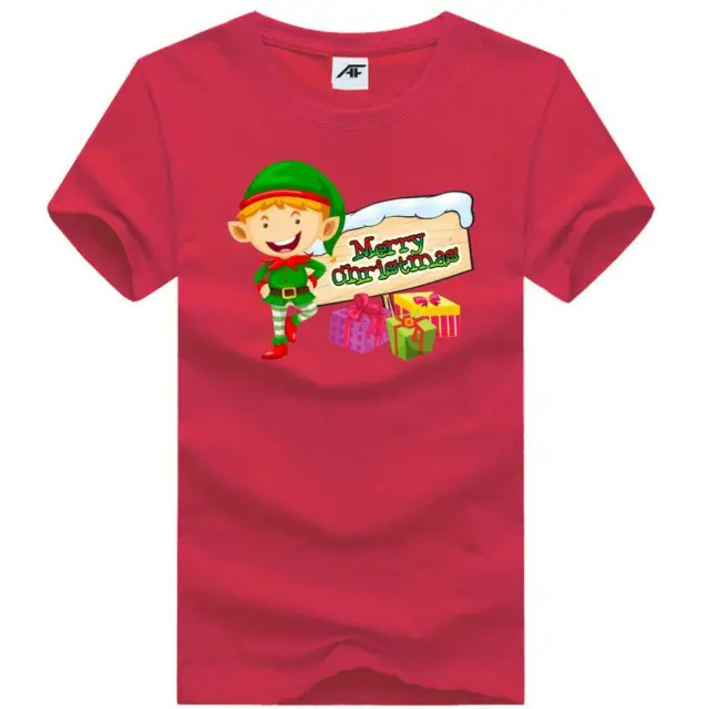 T-shirt uomo ELF Buon Natale stampa ragazzi bambini maniche corte camicia di Natale