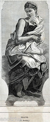 Calliope: Dea della Poesia Lirica Passepartout 1895 Stampa Antica Mitologia 