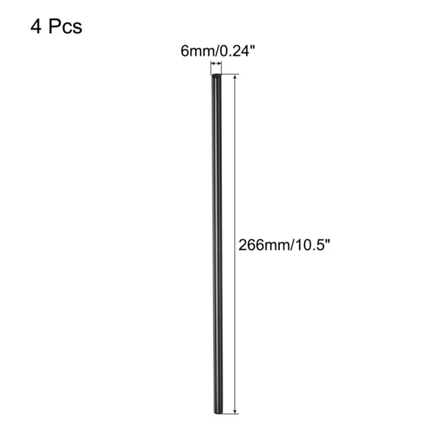 Reusable Metal Straws 2Pcs, Stainless Steel Straight Straw 10.5" Long - Black 2