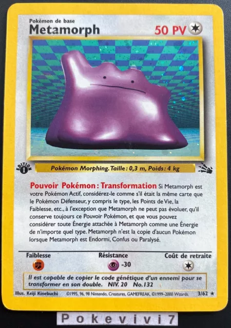 Pokemon Card METAMORPH 3/62 HOLO Fossil Wizard Edition 1 FR