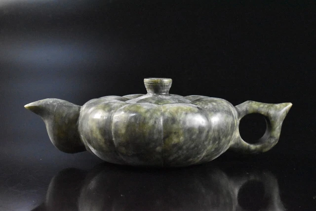 M2906: Japanese Stone jade/jewels Shapely TEAPOT Kyusu Sencha