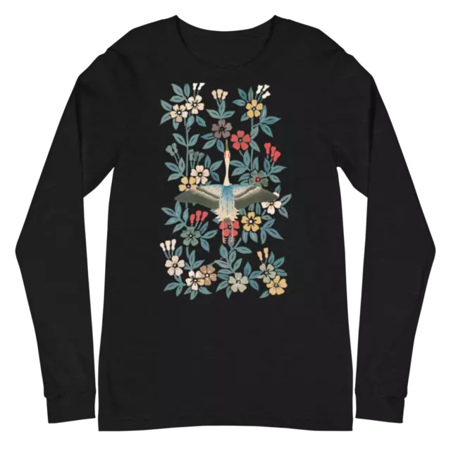 Chrysanthemums and Big Crane Unisex Long Sleeve Tee