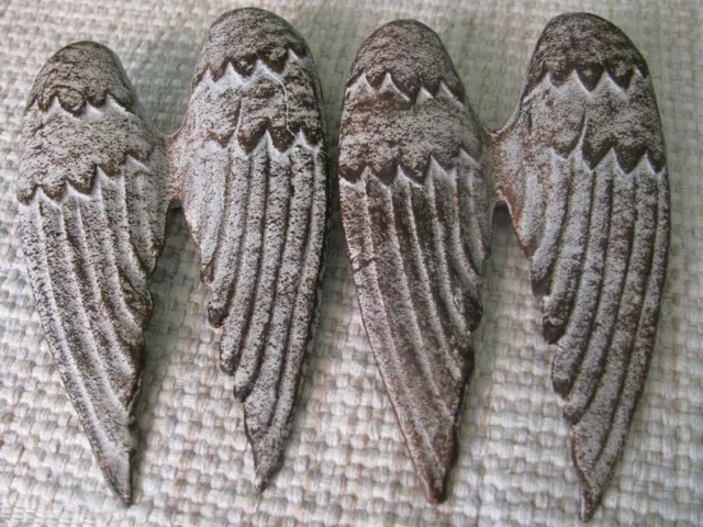 Pair Of Heavy Cast Iron Angel Wings Wall Decor 8.25" X 5.25" - New