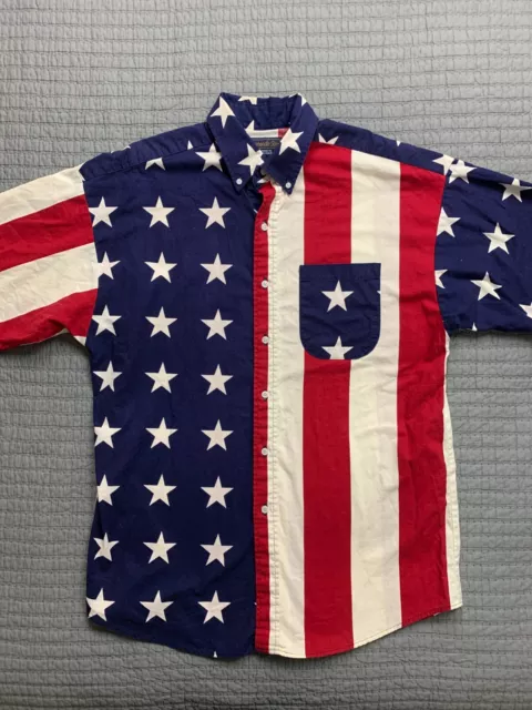 Panhandle Slim Shirt Mens Large American Flag Stars Stripes American Western