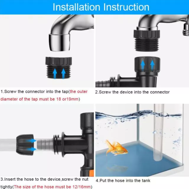 DIY Fish Tank Plastic Water Changer Adapter Pump Faucet Cleaning Maintenance -wf