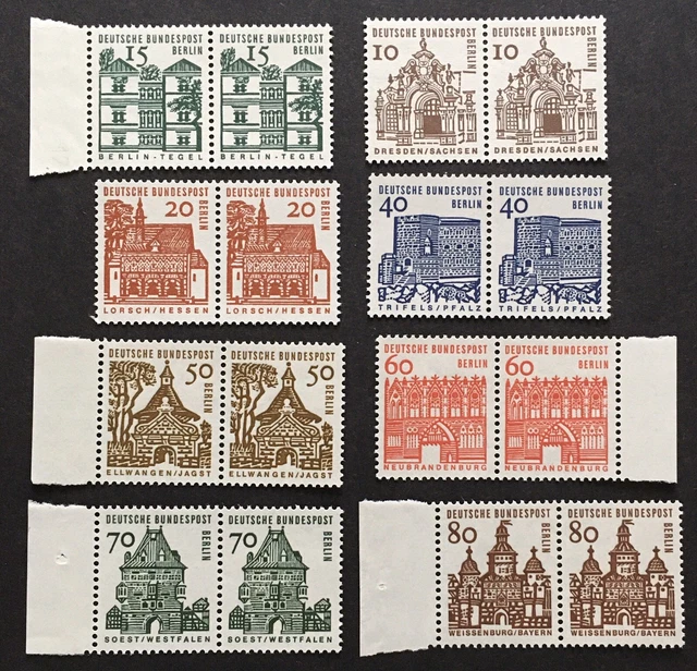 Berlin postfrisch Mi.Nr. 242 bis 249  Bauwerke waagerechte Paare