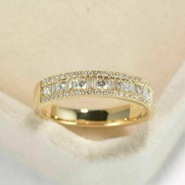 2.00Ct Round Cut Lab Created Wedding Women's Band Ring 14K Yellow Gold Plated.
