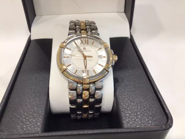 Maurice Lacroix Mens Watch*Swiss Made*18K Gold Band & Watch Ca1107 Sapphire Crys