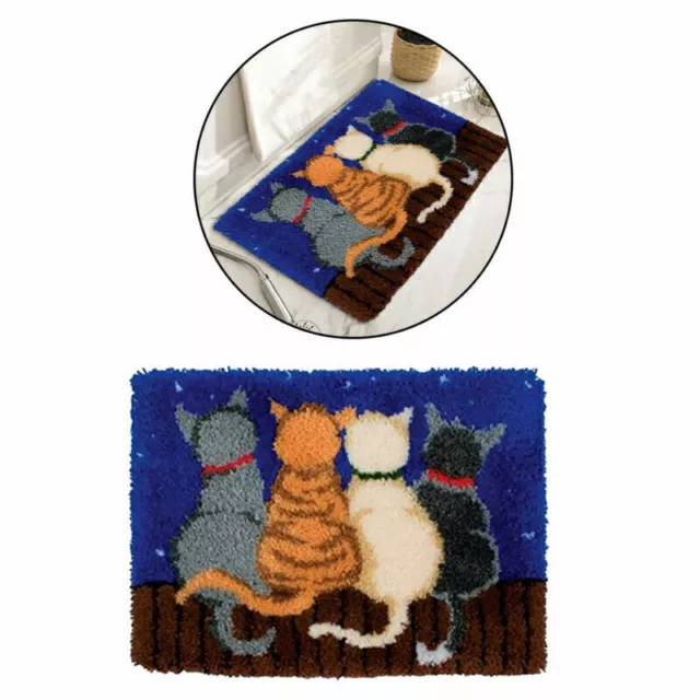 Embroidery Carpet Latch Hook kit Crochet Rug Making DIY Cushion Mat Cat