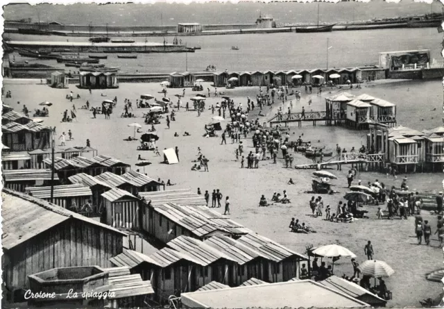 Cartolina Calabria Crotone La Spiaggia Viaggiata Anno 1955