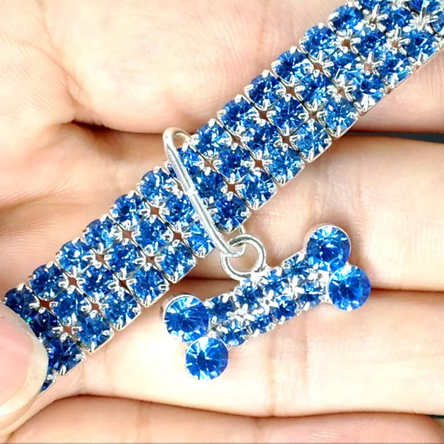 COLLARE CON STRASS PER CANI CANE GATTI ANIMALI PET BRILLANTINI Collana Chihuahua 3