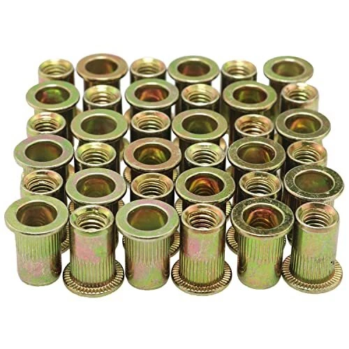 M6 Rivet Nut 40pcs M6x15 Zinc Plated Carbon Steel Rivnuts Threaded Insert Nut Fl