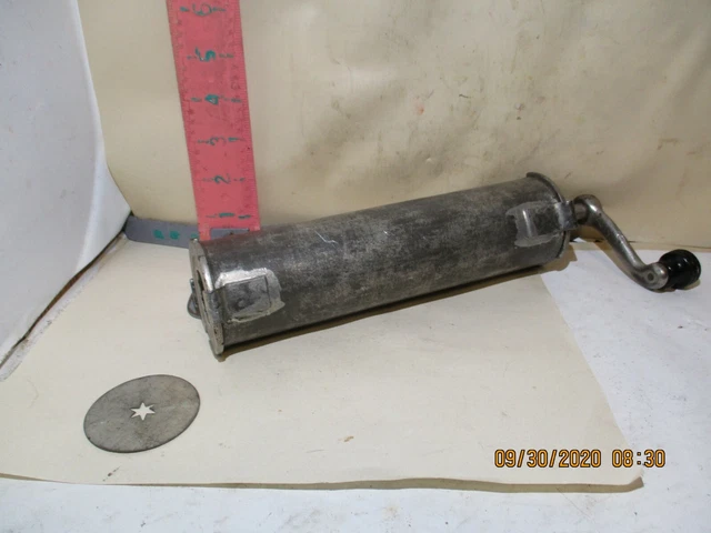 Old Cookie Press - One Star Shaped Die - Cast Iron , Wood , Soldered Tube