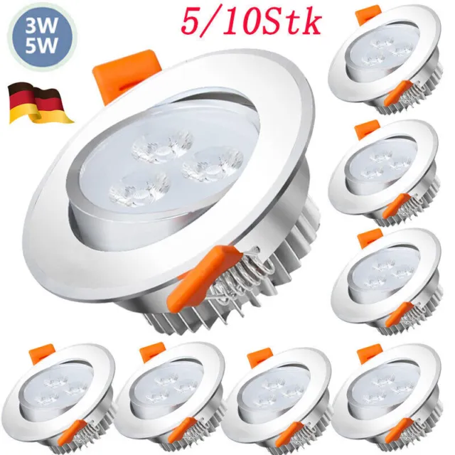 5/10STK LED Panel Einbaustrahler Spot Deckenleuchte Flach Einbauleuchten 3W/5W