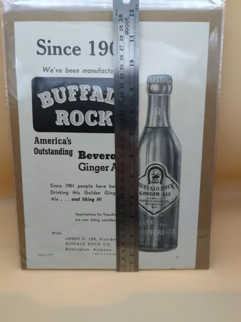 Original 1947 Buffalo Rock Ginger Ale Soda cola Bottle Ad Size: 9x 11.5 inches