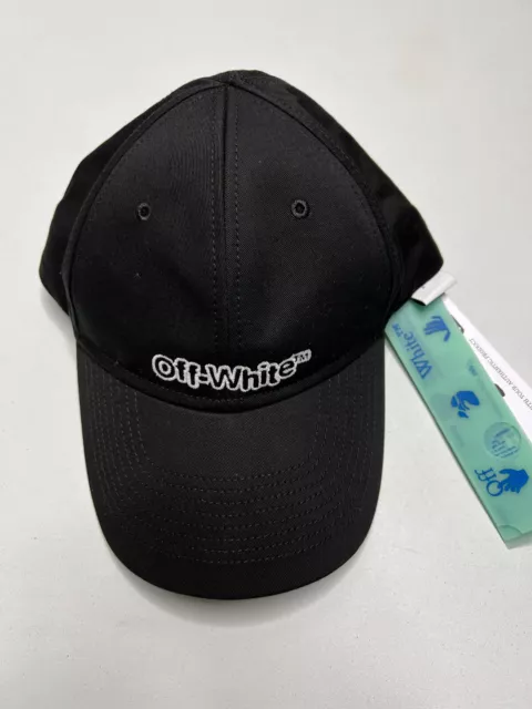 Off-White Embroidered Logo Black Baseball Cap Hat One Size Brand New With Tags