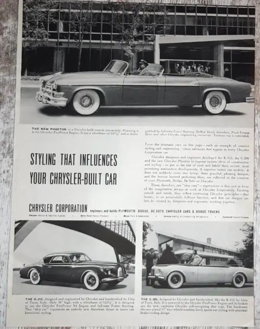 1952 Chrysler Vintage Print Ad Phaeton Convertible Idea Plymouth Dodge Desoto