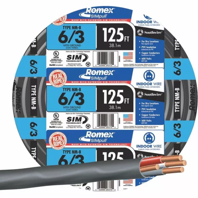 Southwire 63950002 125 ft 6/3 NMB Cable