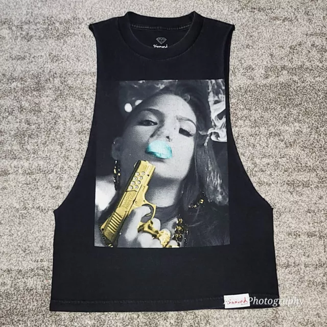 Diamond Supply Co. Cassie Collab Rocka Bye Baby Musle Tank Top Black Teal Small