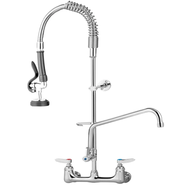 VEVOR Commercial Pre-rinse Faucet Wall Mount Kitchen Sink Faucet 47" w/ Sprayer