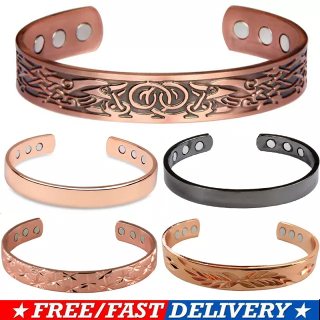 Mens Celtic Copper Bangle Magnetic Bracelet Pain Relief Arthritis Carpal Tunnel